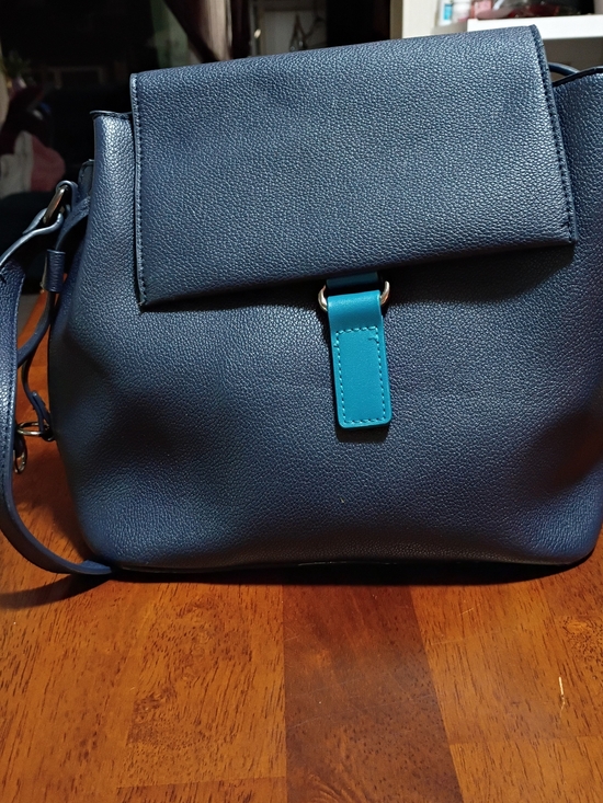 Handbags - Lennon Courtney Women's Navy Blue Crossbody Bag with Teal Accent With Wallet